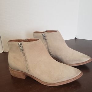 All Saints Stone Double Zip Suede Ankle Booties